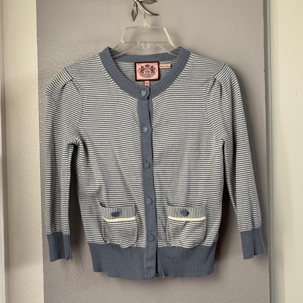 Juicy Couture Blue & White Striped Cardigan